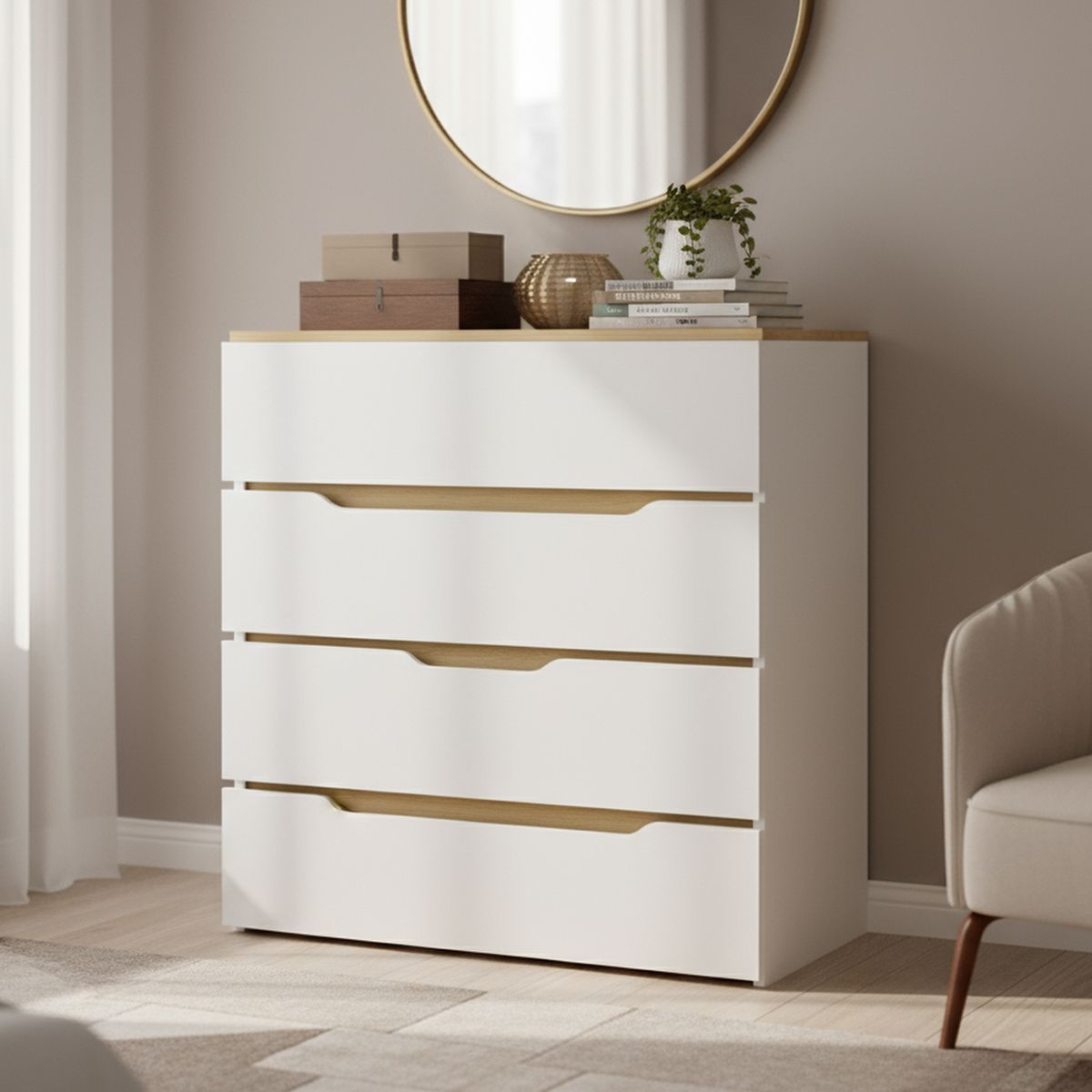 TUHOME - Cómoda 3 Cajón(es) BI Color 80x89.1x35 cm Blanco