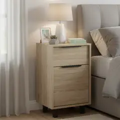 TUHOME - Velador 1 Puerta 1 Cajón(es) Kaia 41x70x36.3 cm Beige