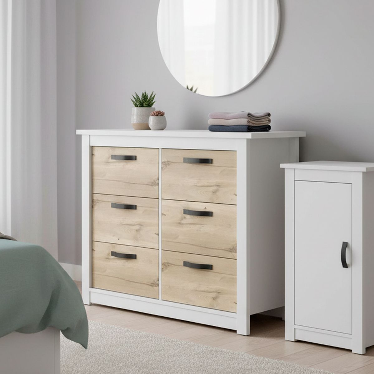 TUHOME - Cómoda 6 Cajón(es) BI Color 120x91.7x40.7 cm Blanco