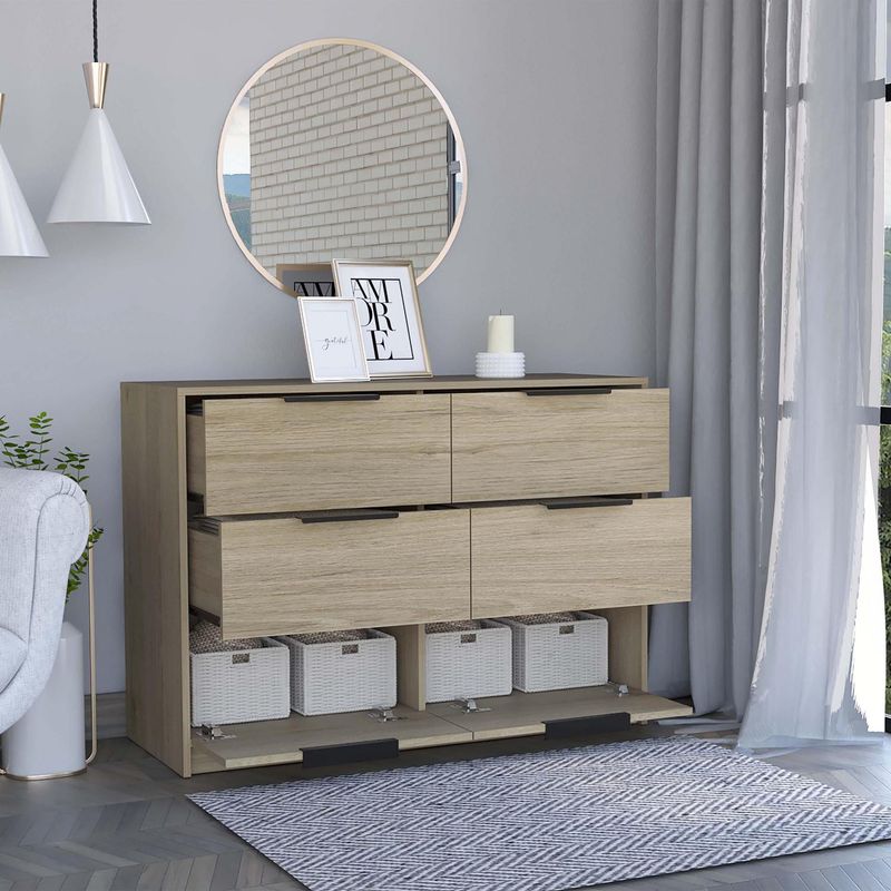 TUHOME - Cómoda 2 Puertas 4 Cajón(es) Kaia 107x77.6x41 cm Beige