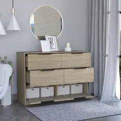 TUHOME - Cómoda 2 Puertas 4 Cajón(es) Kaia 107x77.6x41 cm Beige