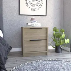 TUHOME - Velador 2 Cajón(es) Kaia 41x48x36.3 cm Wengue