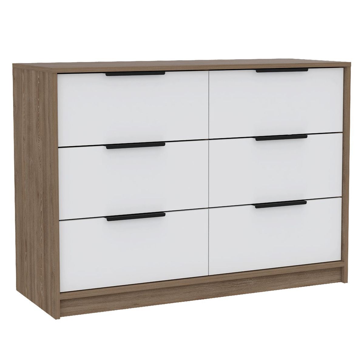 TUHOME - Cómoda 2 Puertas 4 Cajón(es) Kaia 107x77.6x41.3 cm Blanco/Cafe
