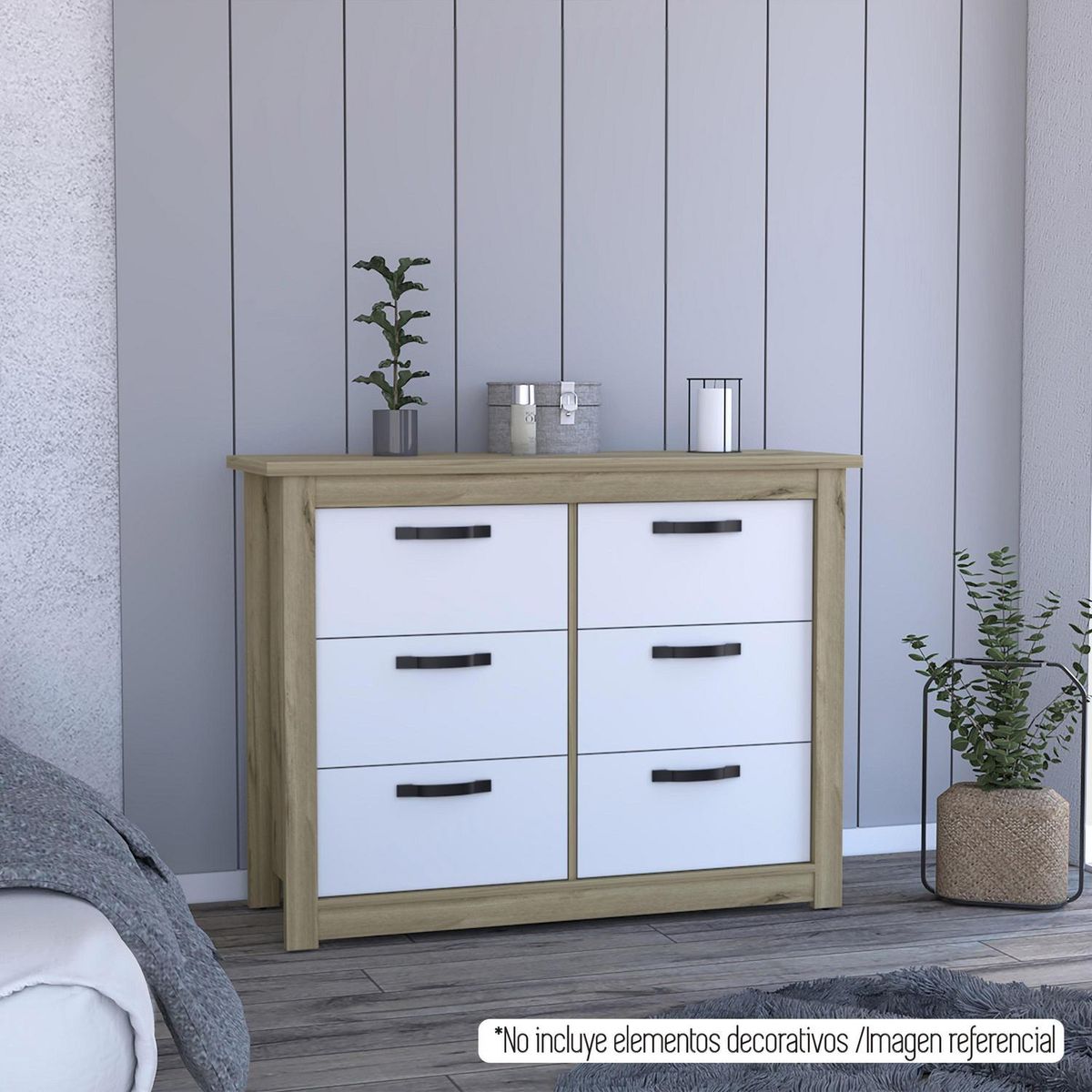 TUHOME - Cómoda 6 Cajón(es) Duna 120x91x40.7 cm Blanco