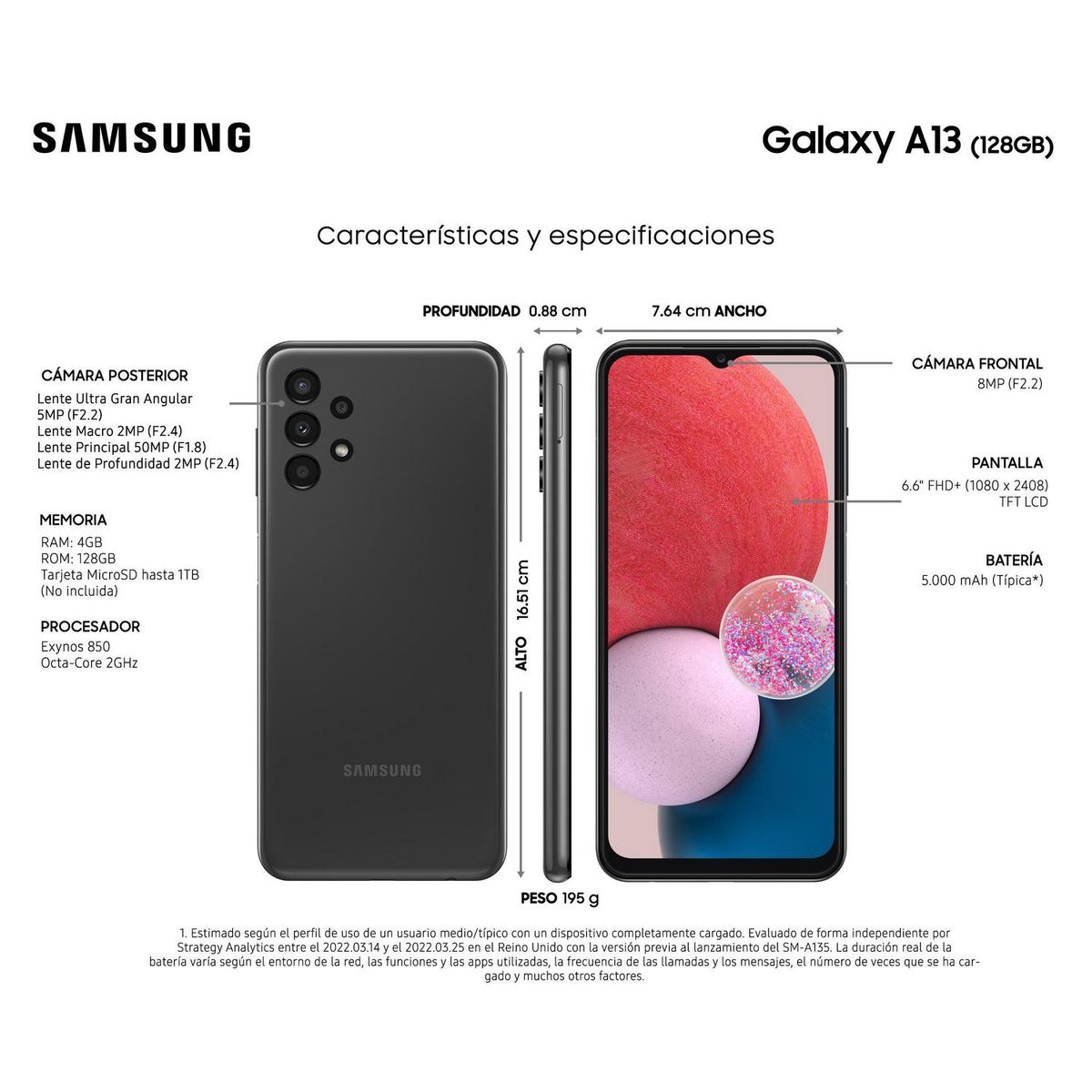 SAMSUNG - Celular Galaxy A13 128GB negro