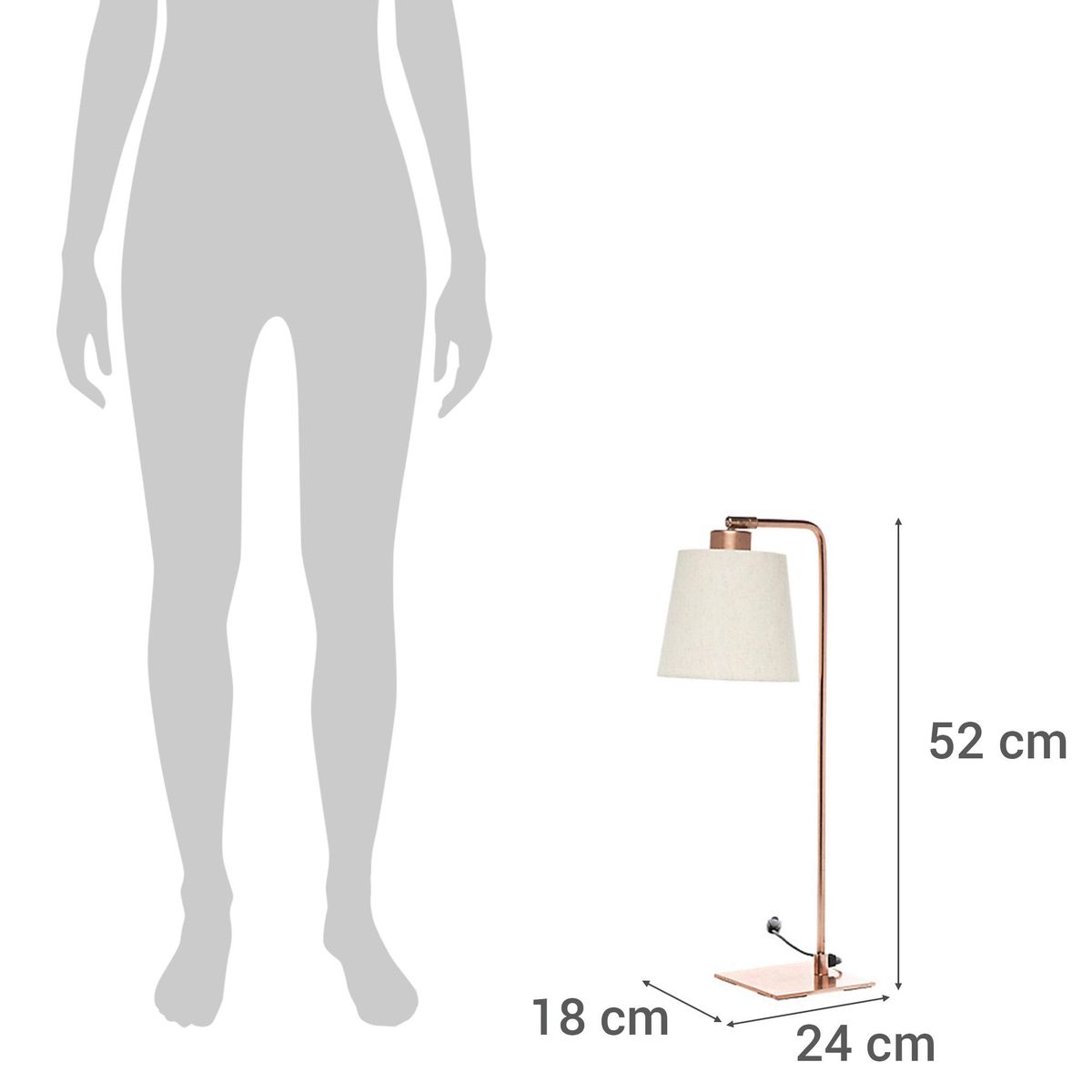 DISEÑO 3 - Lámpara Velador Ele Cobre Naranjo 24x52 cm