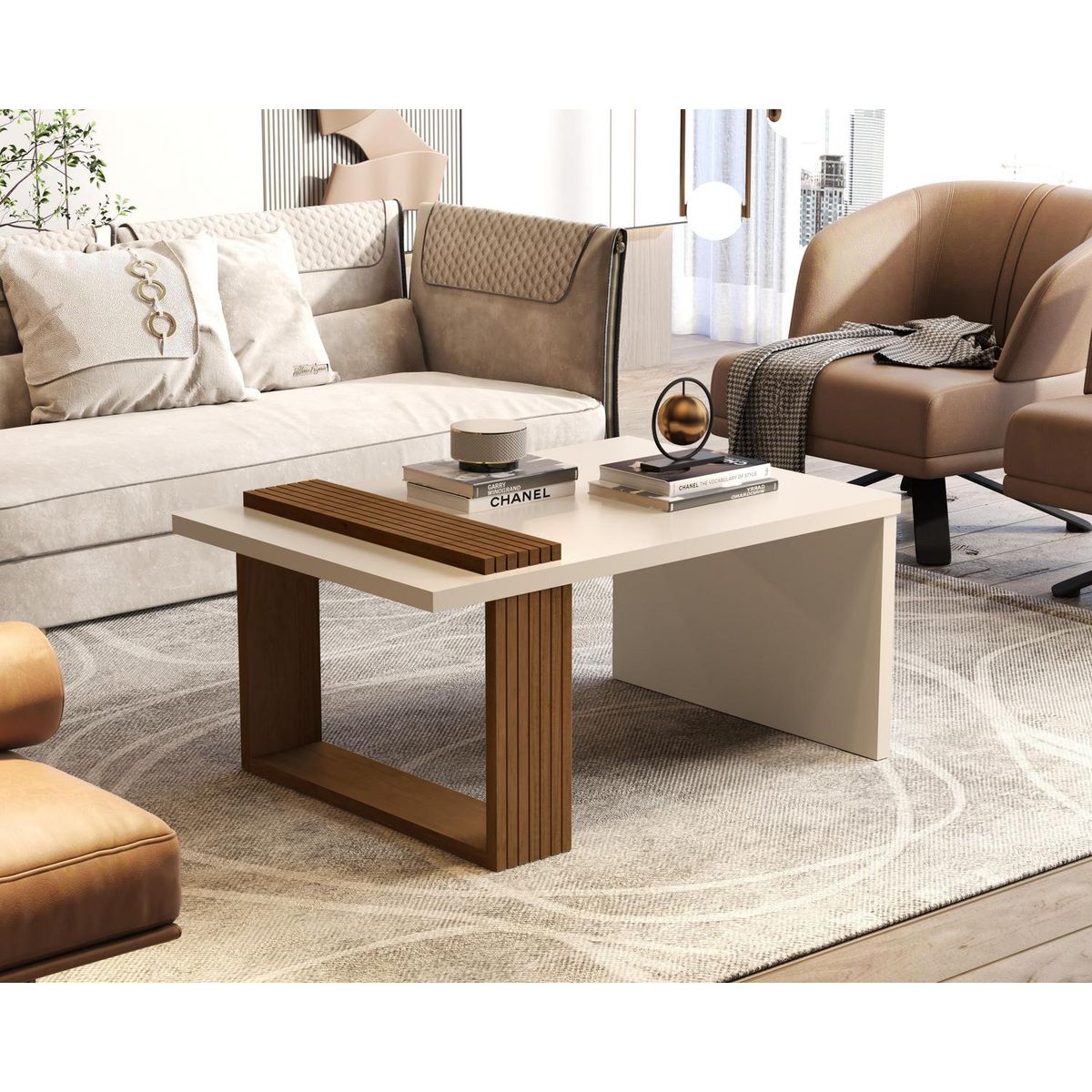 BE DESIGN - Mesa de centro Boho perla caramelo