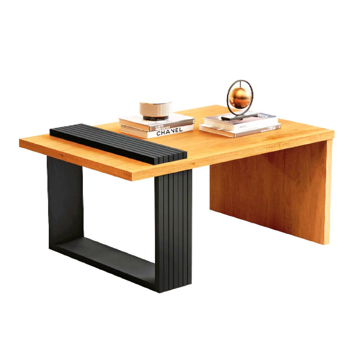 BE DESIGN - Mesa de centro Boho caramelo negro
