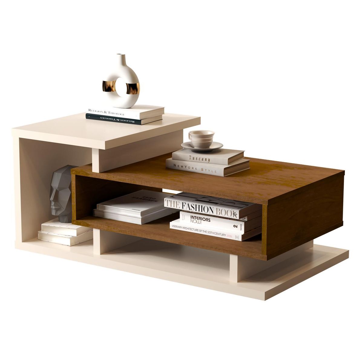 BE DESIGN - Mesa de centro Boho bicolor perla