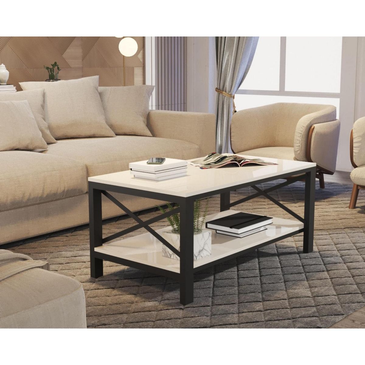 BE DESIGN - Mesa de centro industrial perla