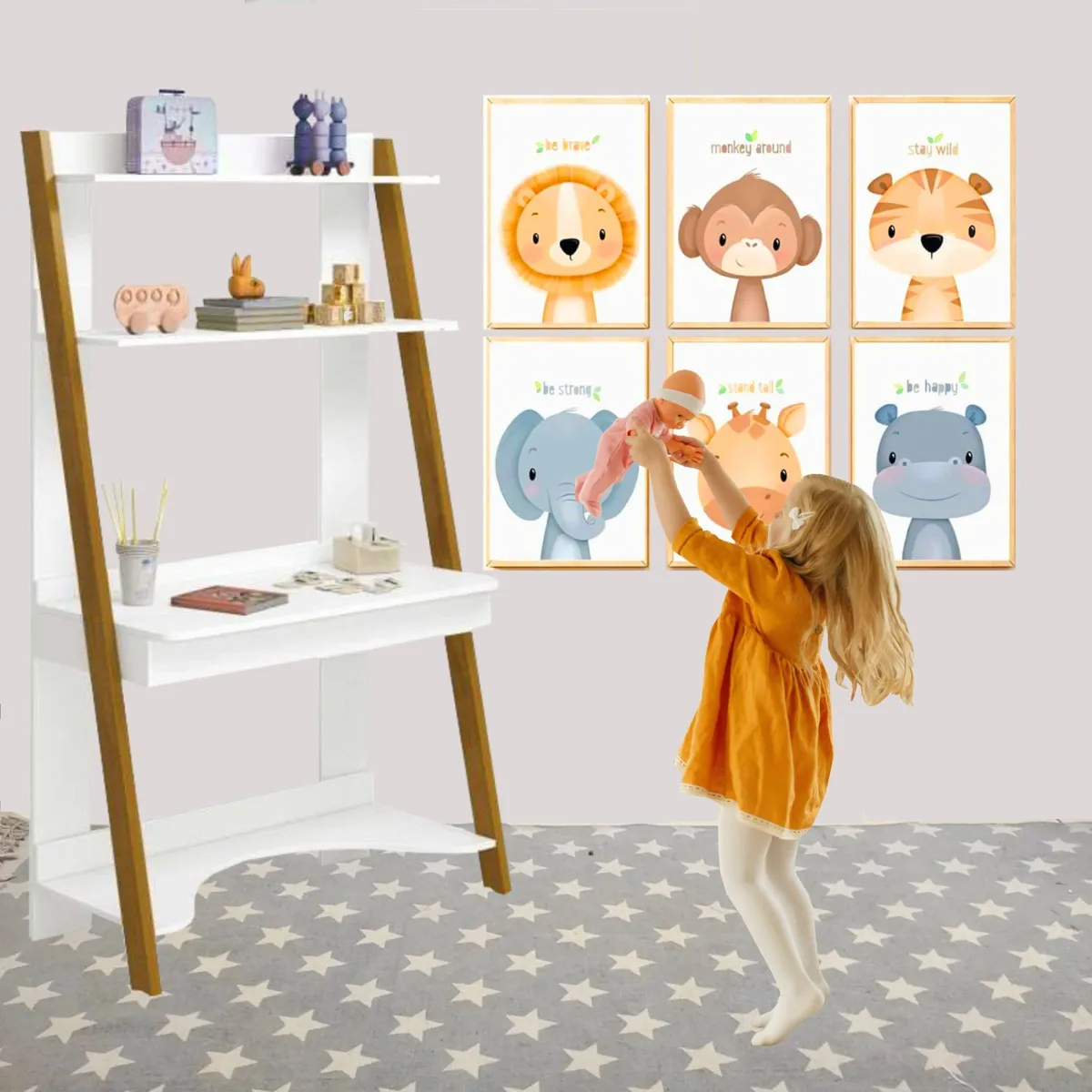 KIDSCOOL - Estante Simba MDP 3 Nivel(es) 95x172x48 cm Blanco