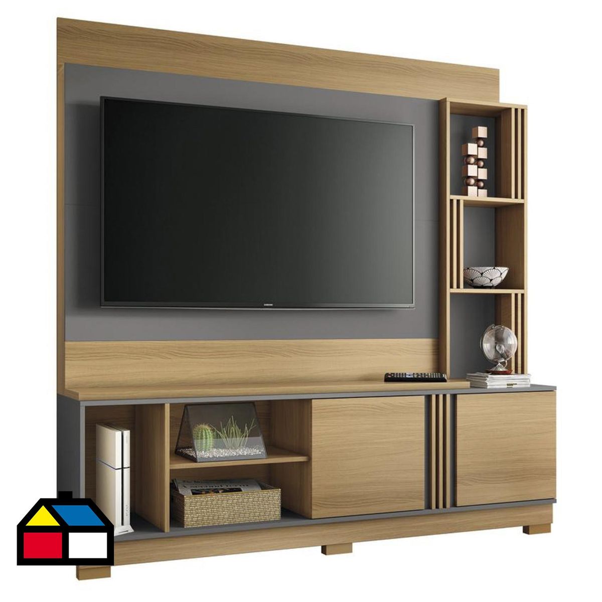 EXIT - Estante Moderno para TV MDF 5 Nivel(es) 180x185x38 cm Café/Gris