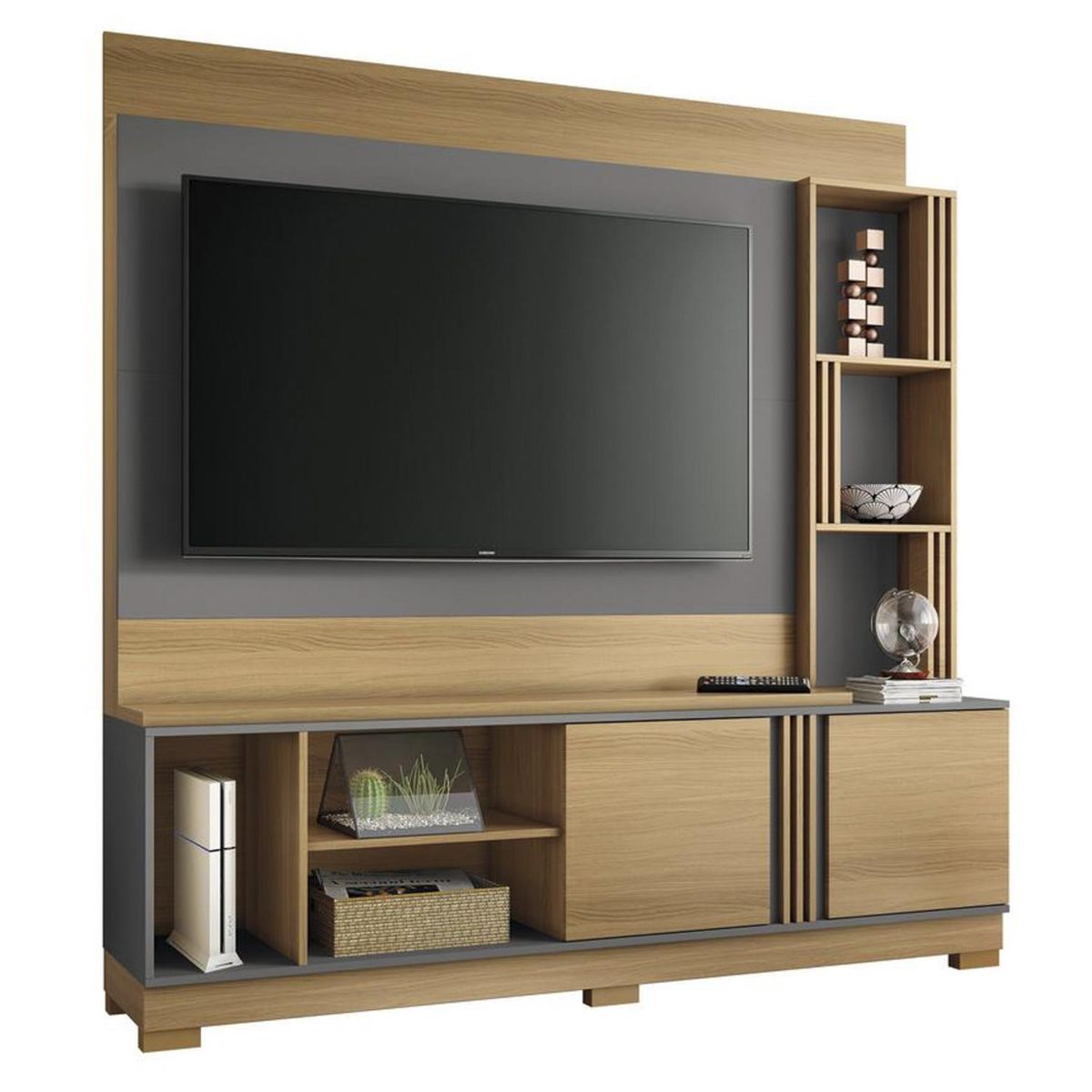 EXIT - Estante Moderno para TV MDF 5 Nivel(es) 180x185x38 cm Café/Gris