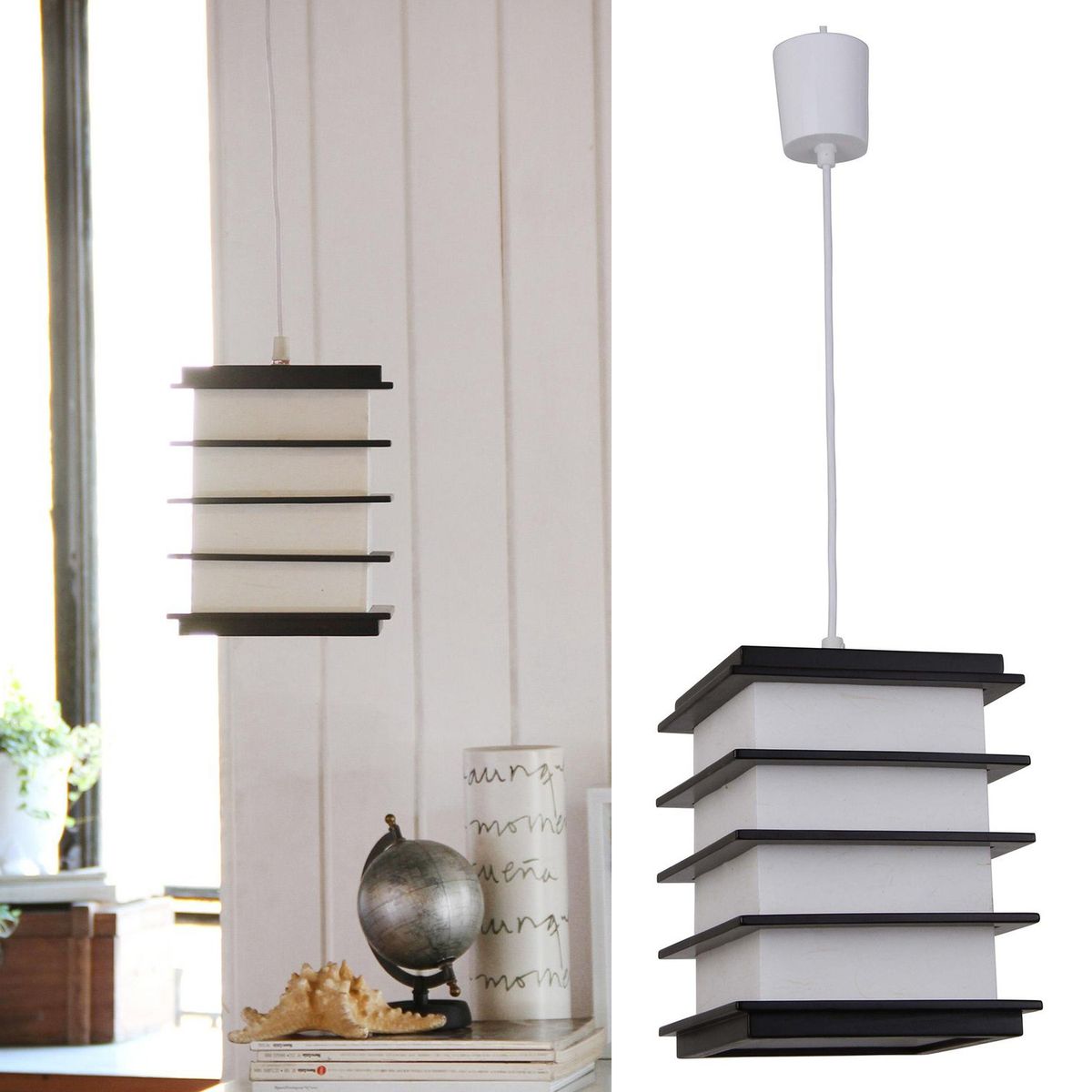 CASA BONITA - Lámpara Colgante Akida Madera Café/Marrón