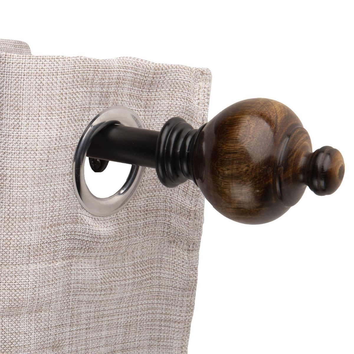 DIB - Set de Barra Cortina Simple 19/16 mm Extensible 120-210 cm Madera Queen