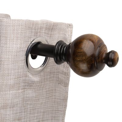 Imagen 2 del producto Set de Barra Cortina Simple 19/16 mm Extensible 120-210 cm Madera Queen