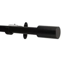Set de Barra Cortina Simple 19/16 mm Extensible 120-210 cm Negro Cilindro