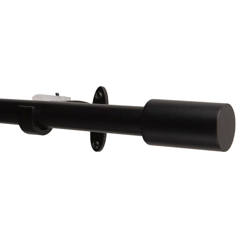 DIB - Set de Barra Cortina Simple 19/16 mm Extensible 120-210 cm Negro Cilindro