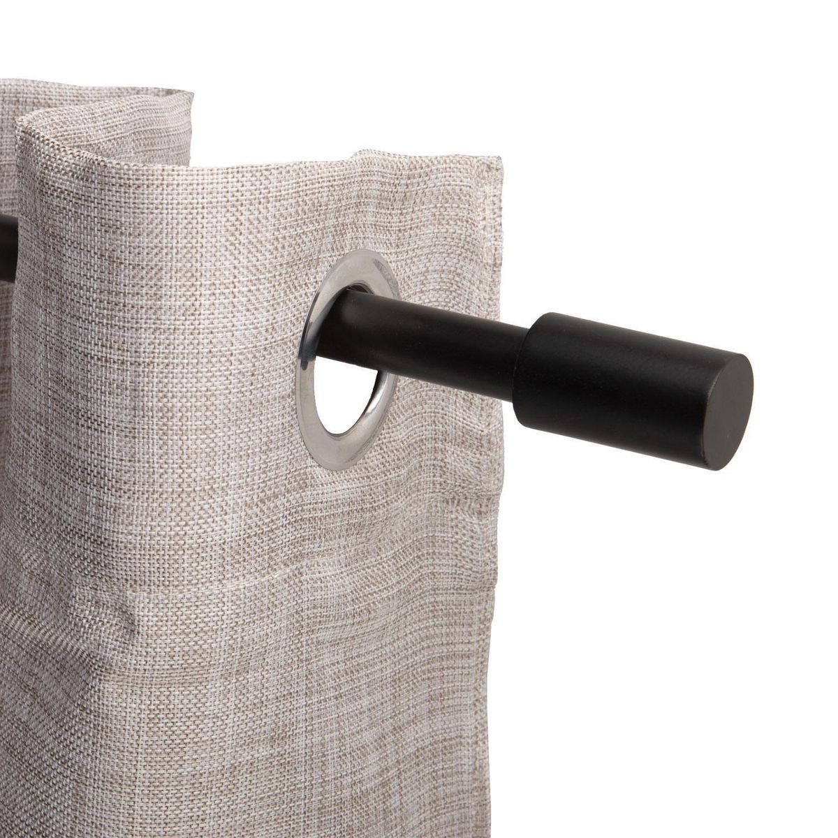 DIB - Set de Barra Cortina Simple 19/16 mm Extensible 120-210 cm Negro Cilindro