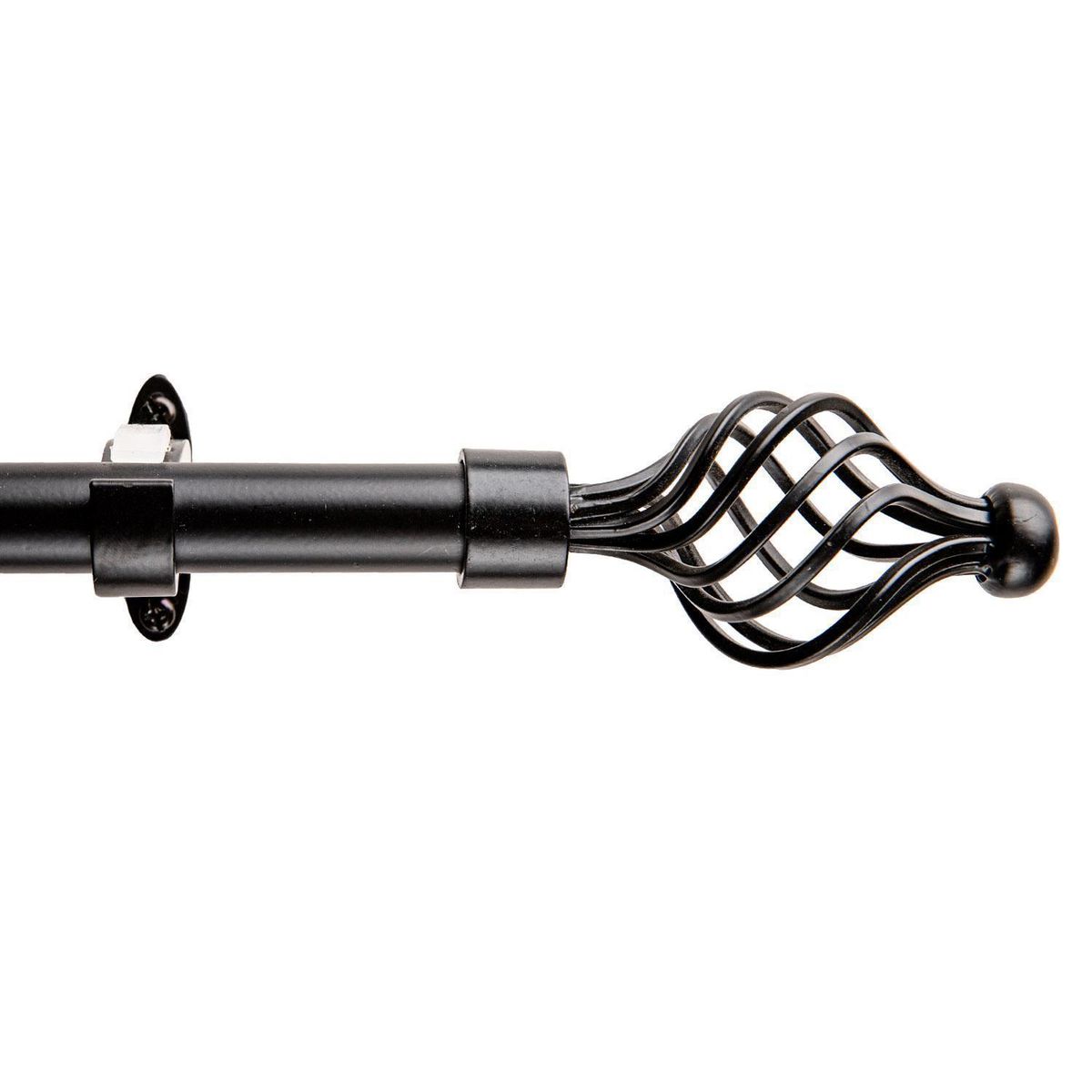 DIB - Set de Barra Cortina Simple 19/16 mm Extensible 120-210 cm Negro Nido