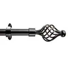 DIB - Set de Barra Cortina Simple 19/16 mm Extensible 120-210 cm Negro Nido
