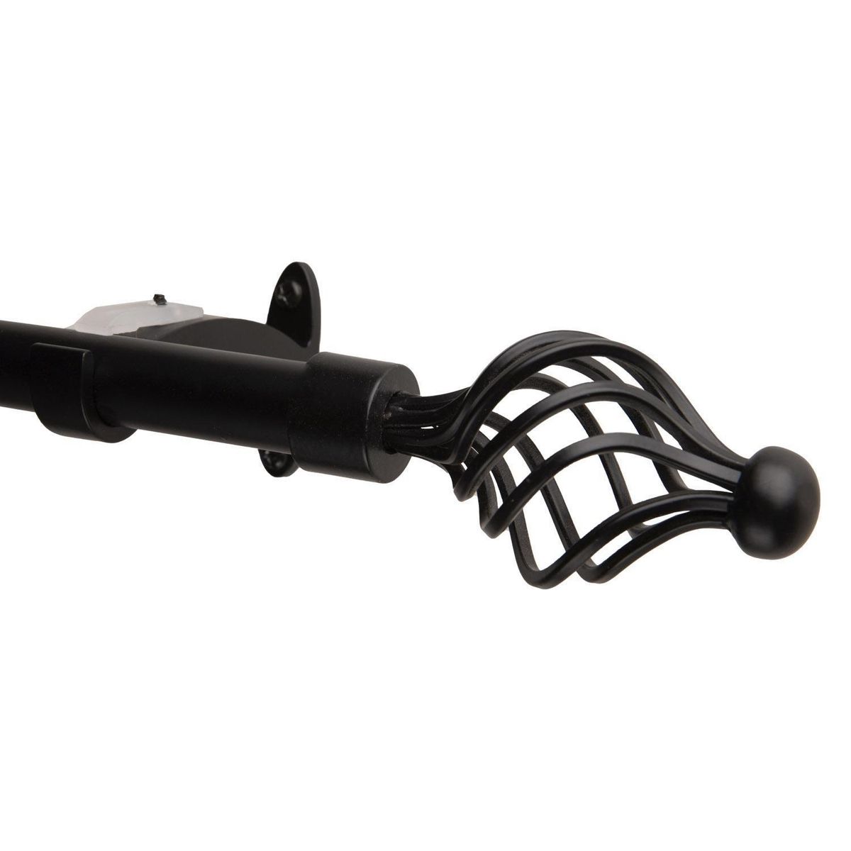 DIB - Set de Barra Cortina Simple 19/16 mm Extensible 120-210 cm Negro Nido