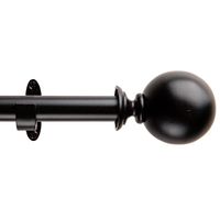 Set de Barra Cortina Simple 19/16 mm Extensible 120-210 cm Negro Bola