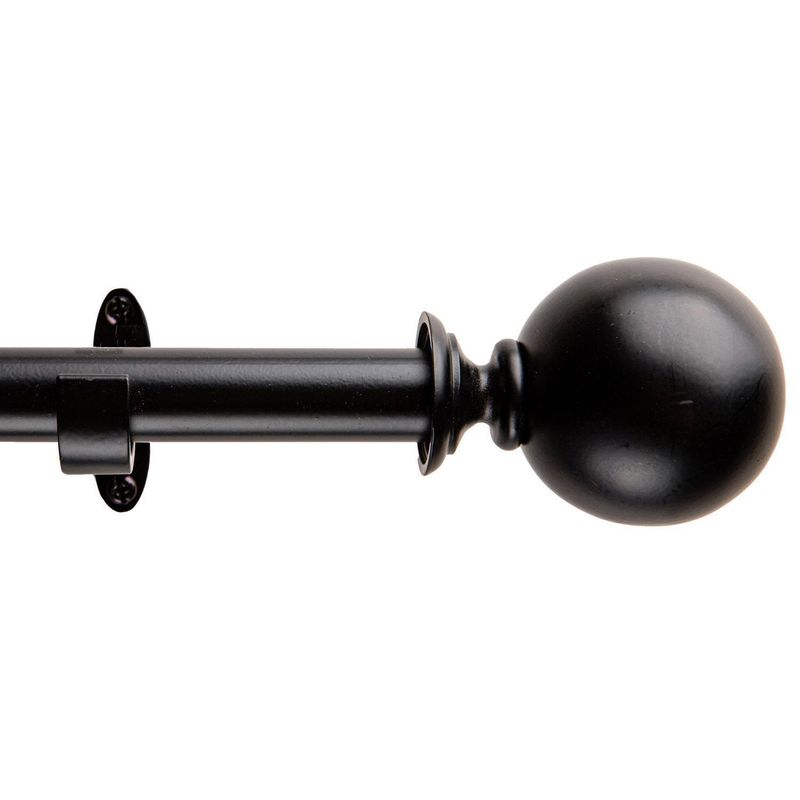DIB - Set de Barra Cortina Simple 19/16 mm Extensible 120-210 cm Negro Bola