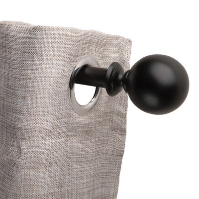 Imagen 2 del producto Set de Barra Cortina Simple 19/16 mm Extensible 120-210 cm Negro Bola