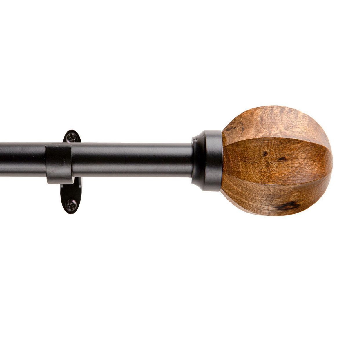 DIB - Set de Barra Cortina Simple 19/16 mm Extensible 120-210 cm Madera Esfera