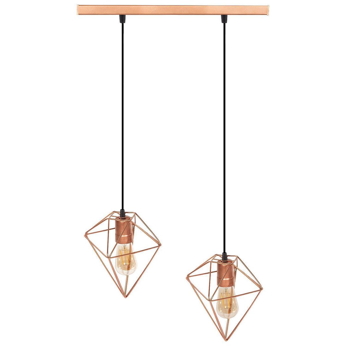 JACFELAY - Lámpara Colgante Puntas 2 Luces Metal Naranjo