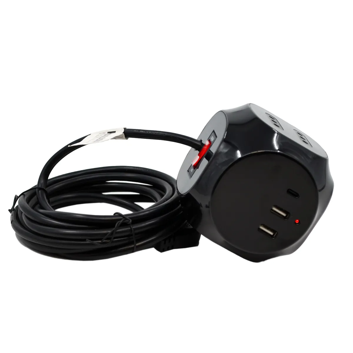 HALUX - Extensión Eléctrica 1 USB 6 Toma(s) 3 m Negro