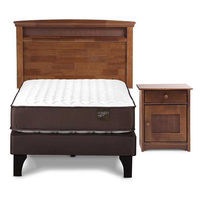 Cama 1.5 Plazas Europea New Ergo T + Respaldo + 1 Velador