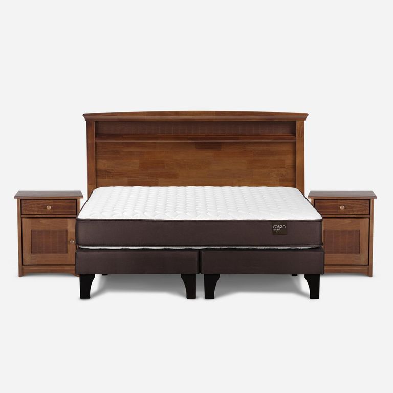 Cama 2 Plazas Europea New Ergo T + Respaldo + 2 Veladores