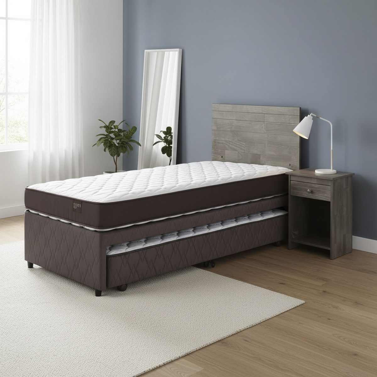 ROSEN - Cama Nido Diván 1.5 Plazas Ergo T + Respaldo + Velador