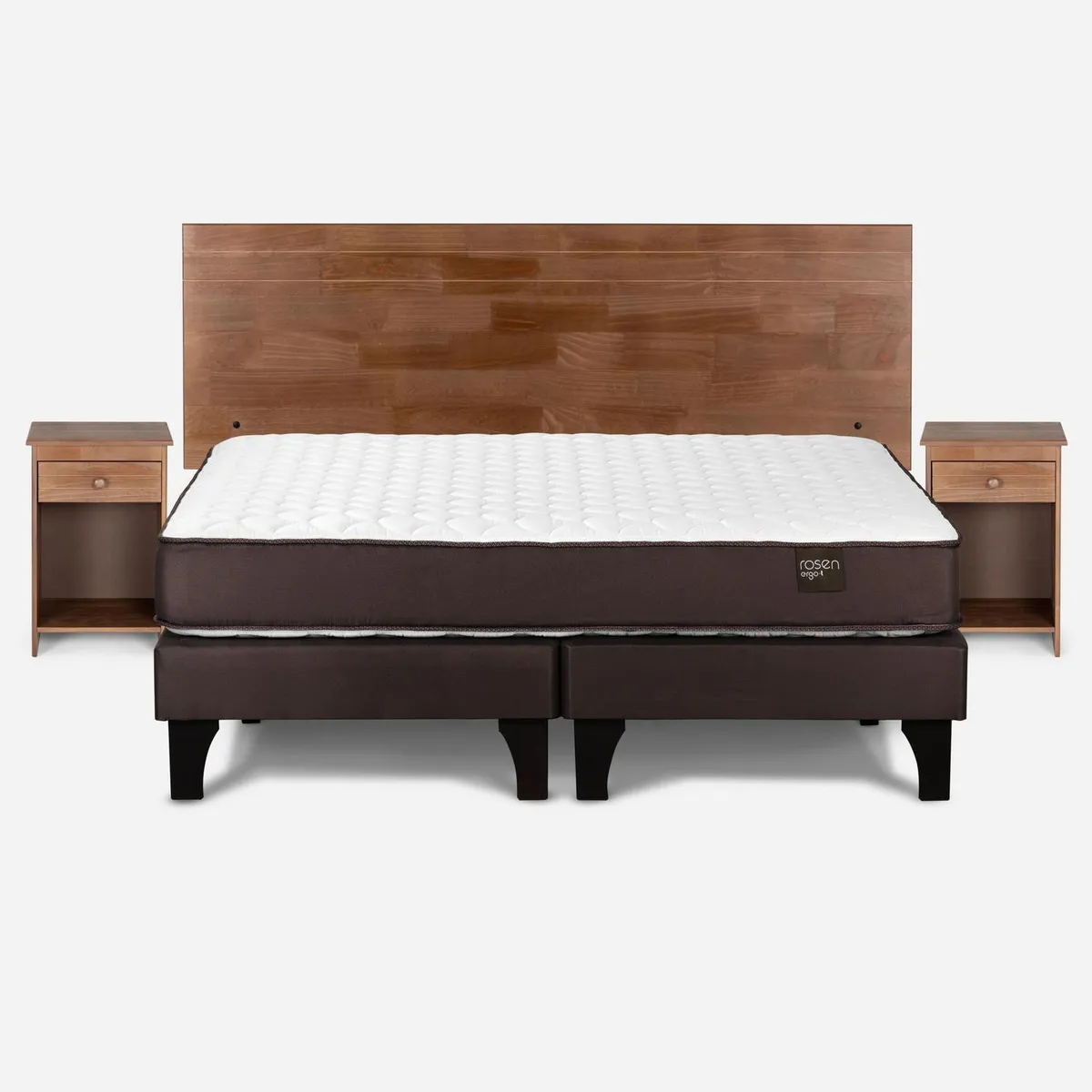 ROSEN - Cama 2 Plazas Europea Ergo T + Respaldo + 2 Veladores