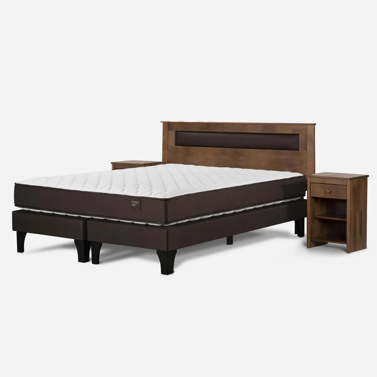 ROSEN - Cama King Europea Ergo T + Respaldo + 2 Veladores