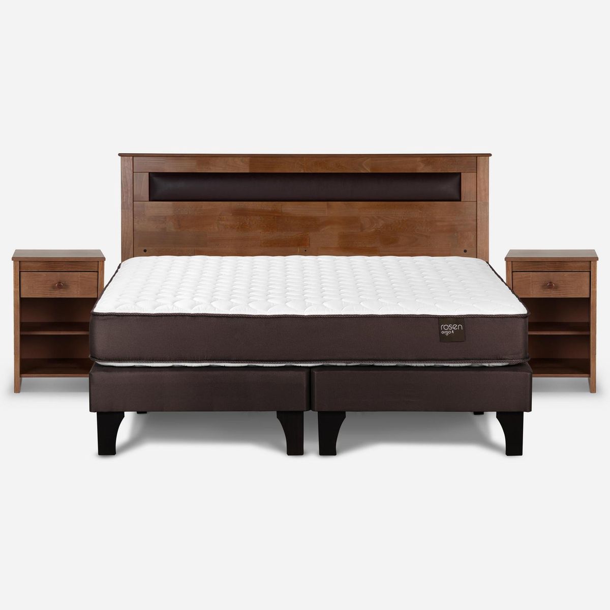 ROSEN - Cama King Europea Ergo T + Respaldo + 2 Veladores