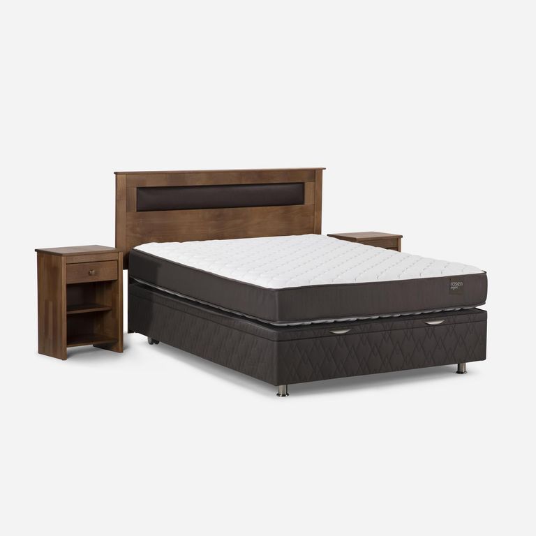 Cama 2 Plazas Boxet Ergo T + Respaldo + 2 Veladores