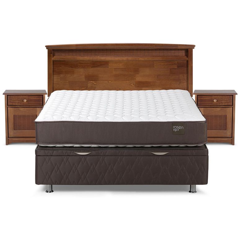 Cama 2 Plazas Boxet Ergo T + Respaldo + 2 Veladores