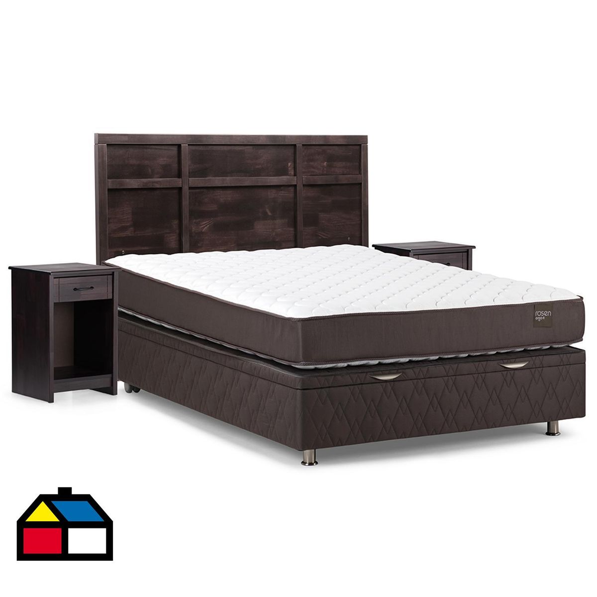 ROSEN - Cama 2 Plazas de Estructura Ergo T Café