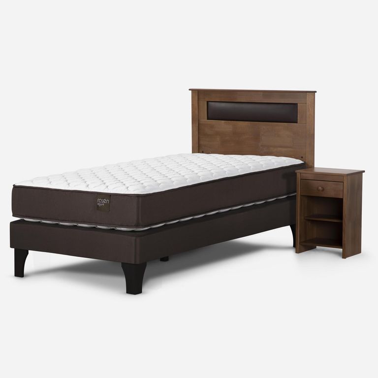 Cama 1.5 Plazas Europea New Ergo T + Respaldo + Velador