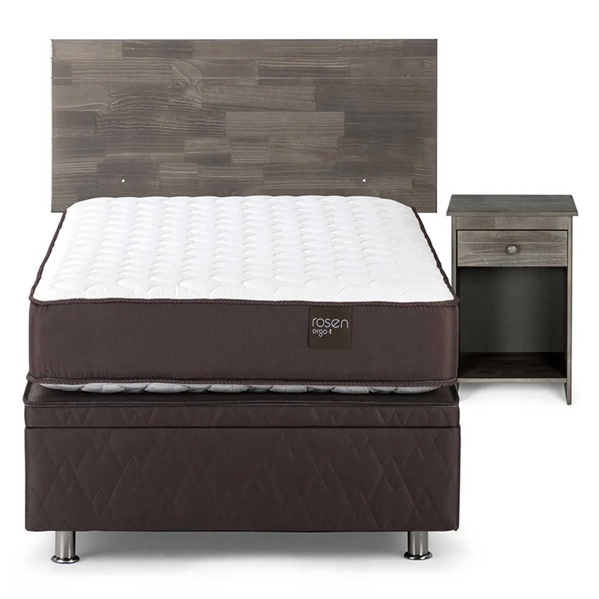ROSEN - Cama 1 Plaza Boxet Ergo T + Respaldo + Velador