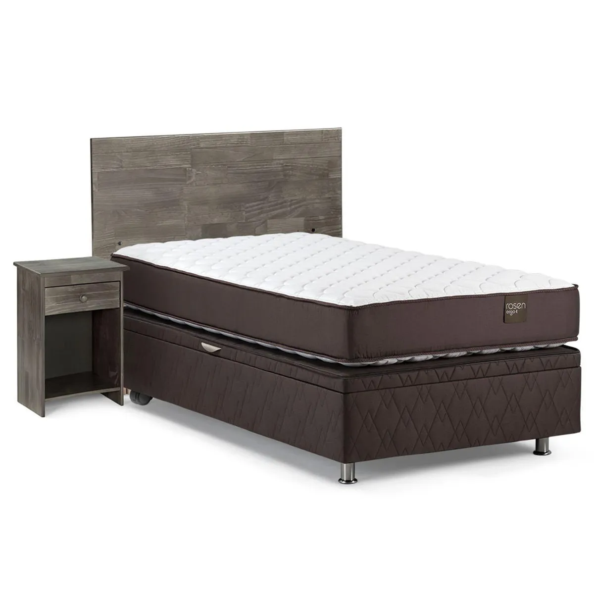 ROSEN - Cama 1.5 Plazas Boxet Ergo T + Respaldo + Velador