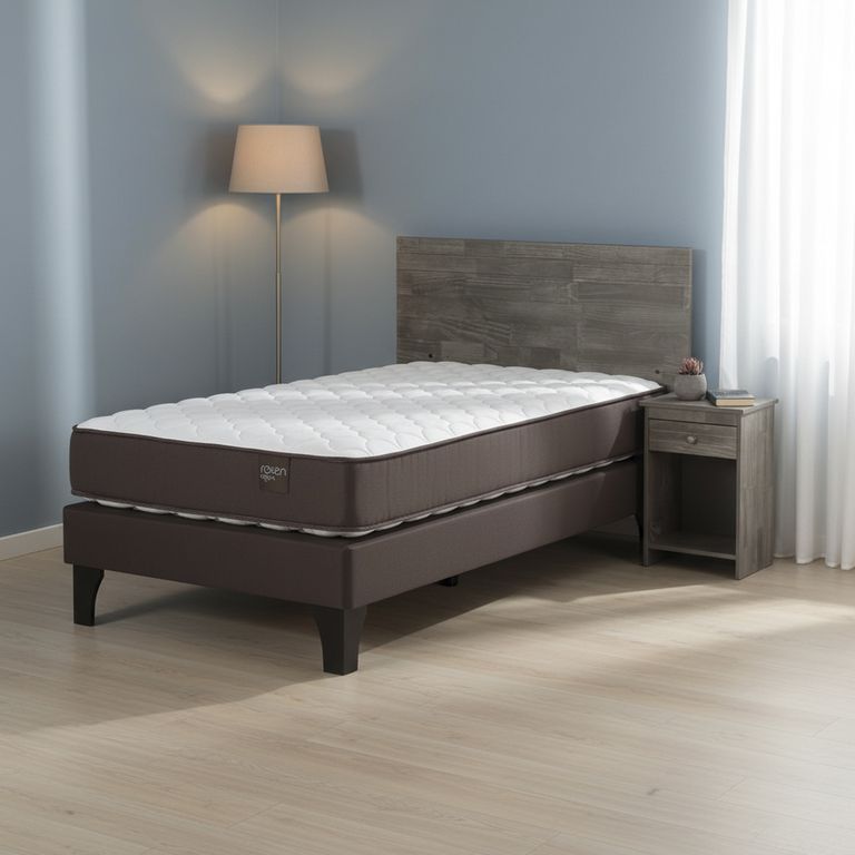 Cama 1 Plaza Europea Ergo T + Respaldo + Velador