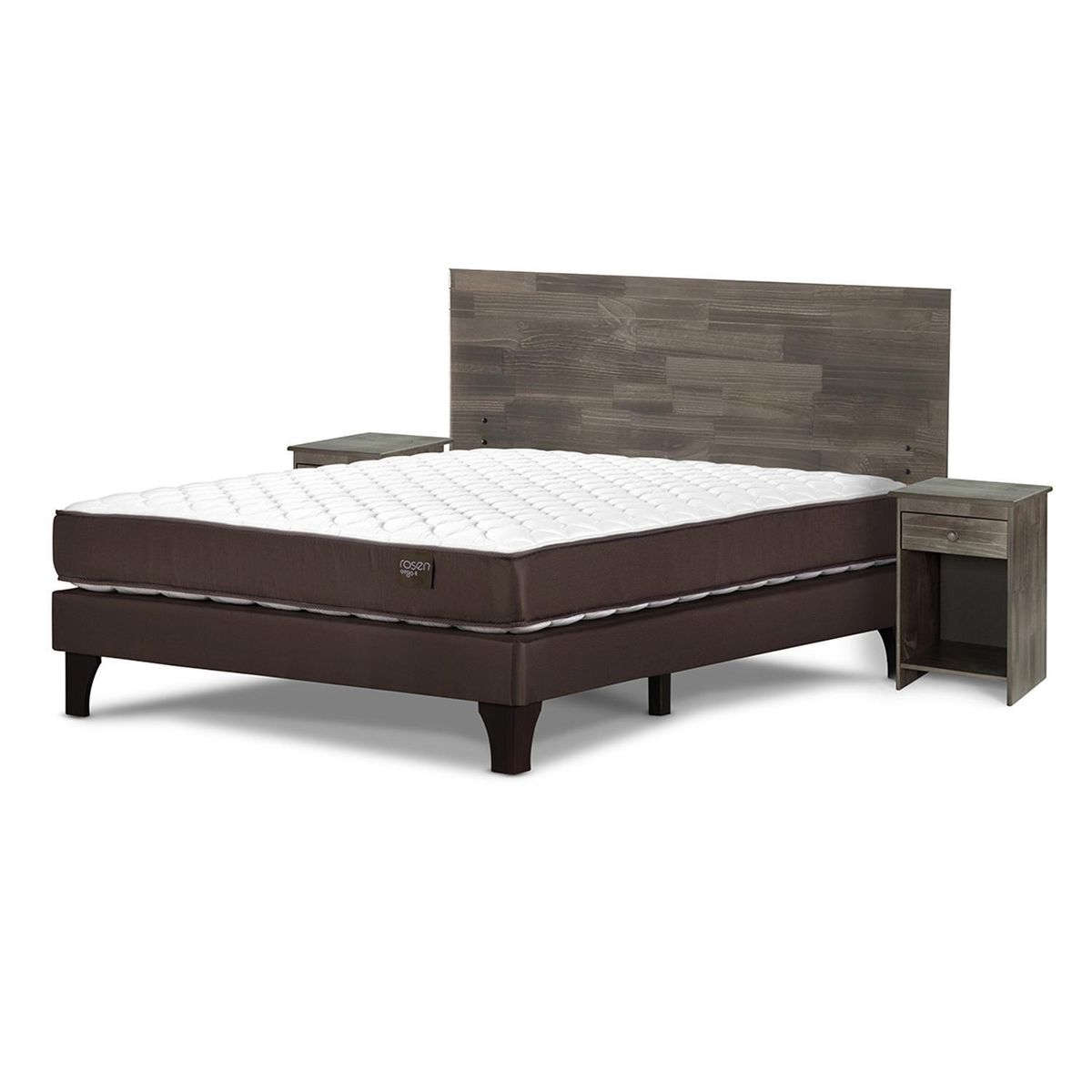 ROSEN - Cama 2 Plazas Europea Ergo T + Respaldo + 2 Veladores