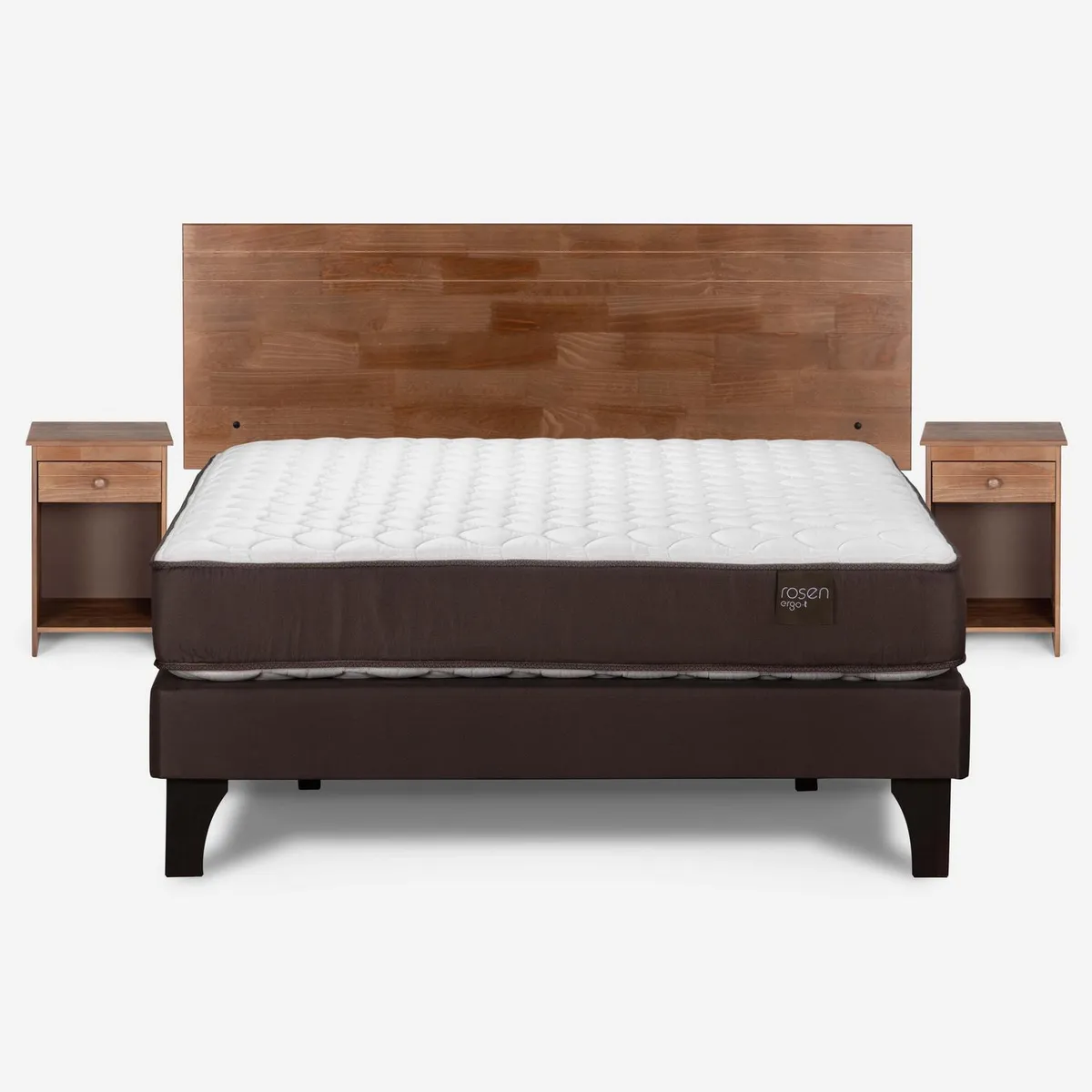ROSEN - Cama 2 Plazas Europea Ergo T + Respaldo + 2 Veladores