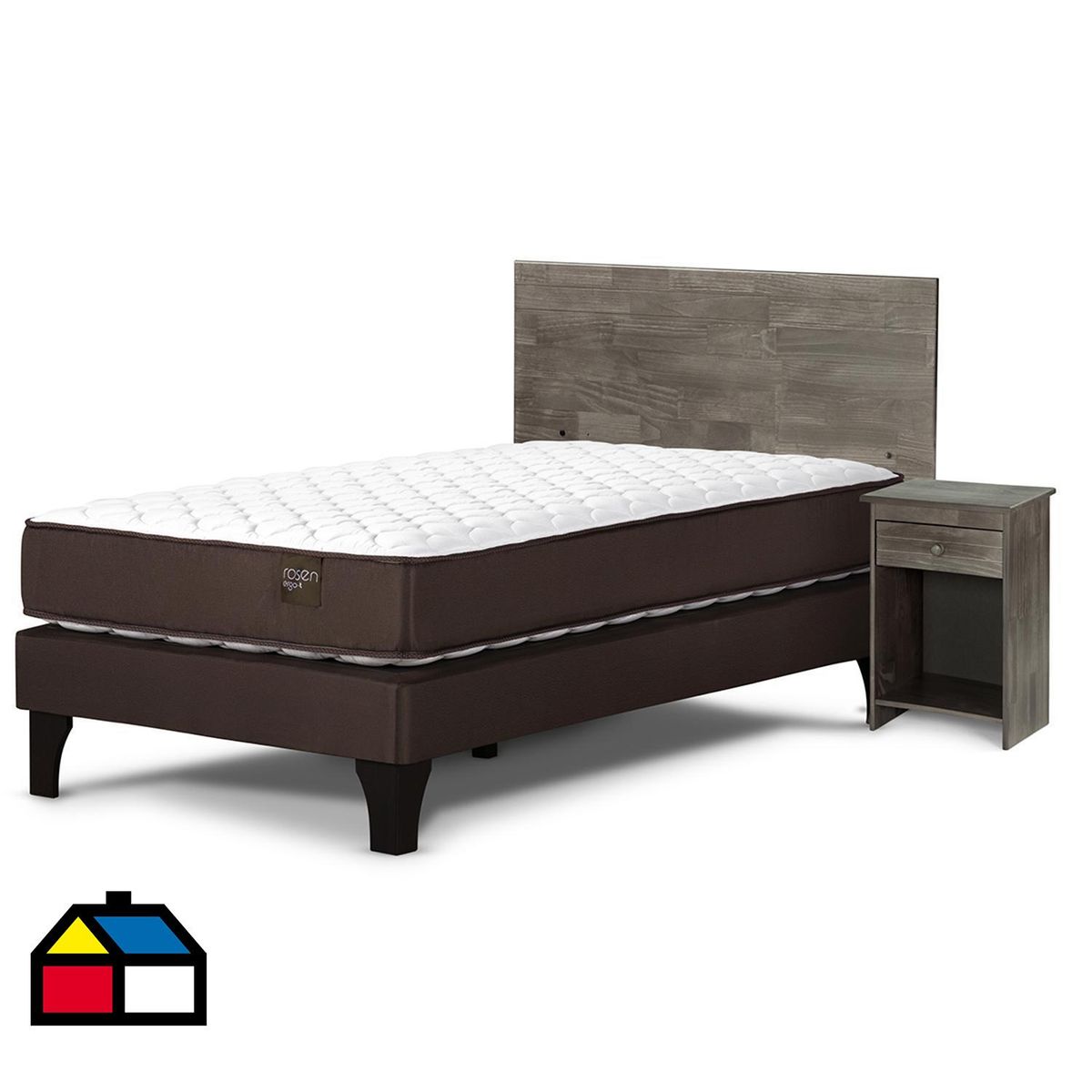 ROSEN - Cama 1.5 Plazas Europea Ergo T + Respaldo + Velador