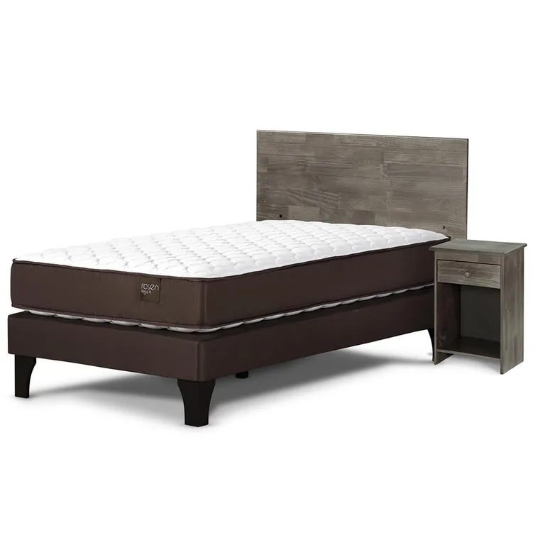 ROSEN Cama 1.5 Plazas Europea New Ergo T + Respaldo + Velador