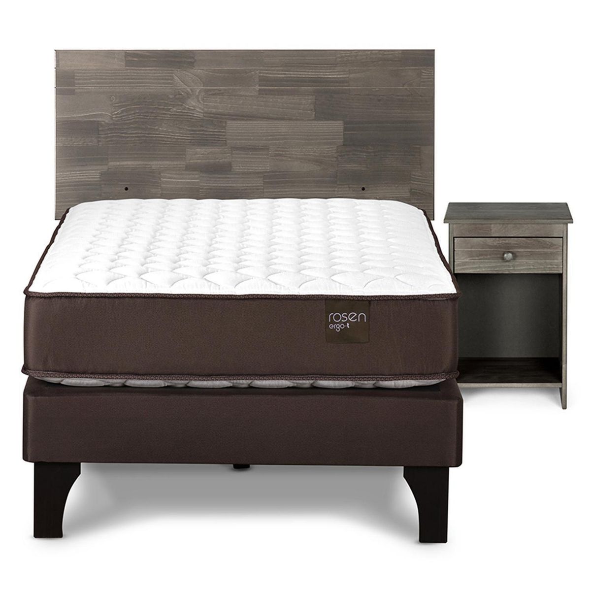 ROSEN - Cama 1.5 Plazas Europea Ergo T + Respaldo + Velador